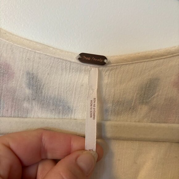 Free People Te Amo Floral Embroidered Bell Sleeve Ivory Mini Dress Size XS - Picture 9 of 9